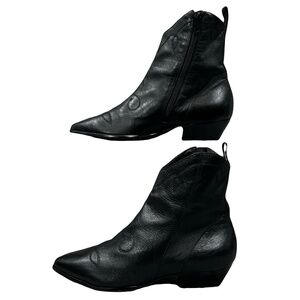 Ipanema Made in Brazil Black Hand Tooled Leather Ankle Boots Size 8.5